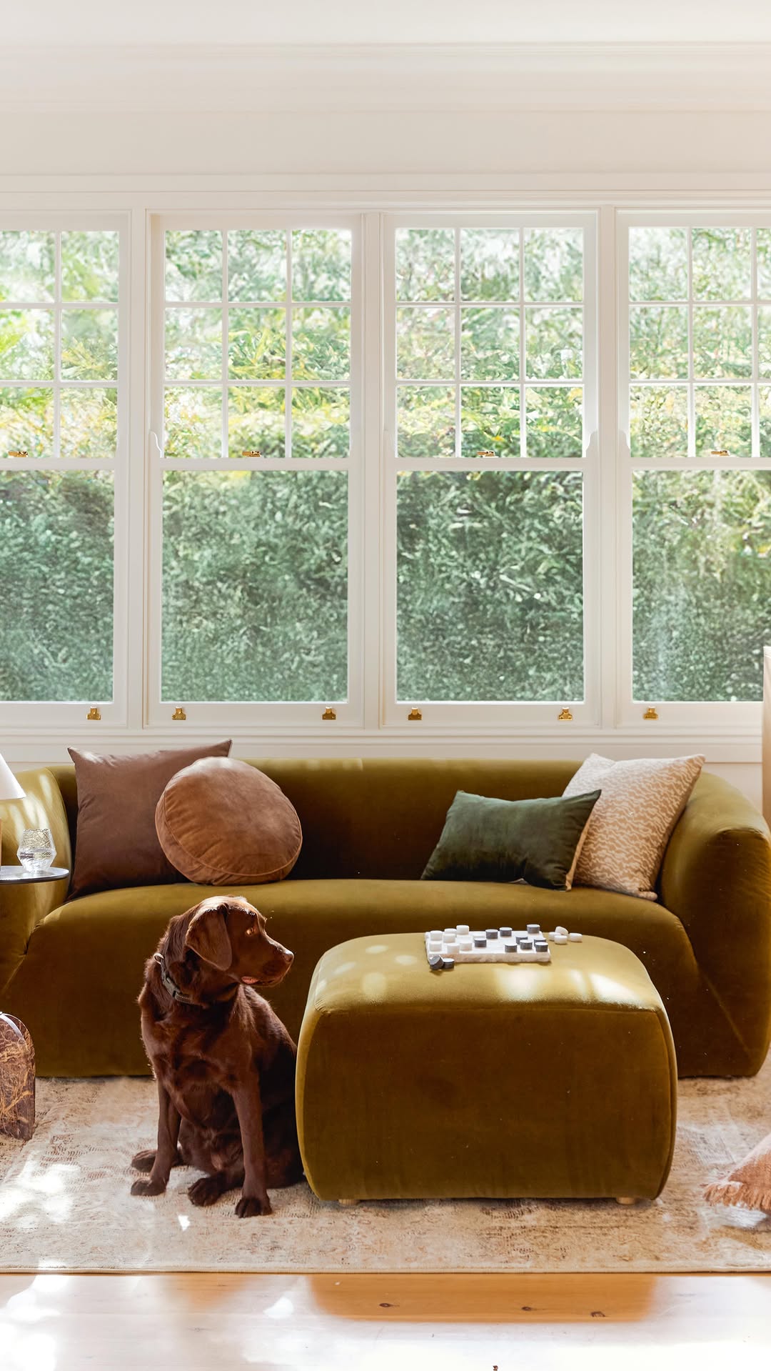 Amberley Fabric Ottoman -Freedom Coastal Style Linen Blend Ottoman – Oversized Footrest for Hamptons-Inspired Projects