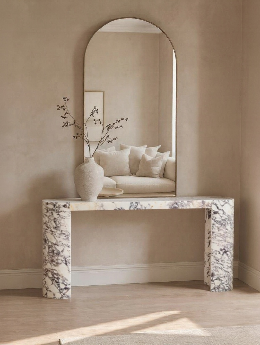 Veneta Polished Marble Modern Entryway Console Table