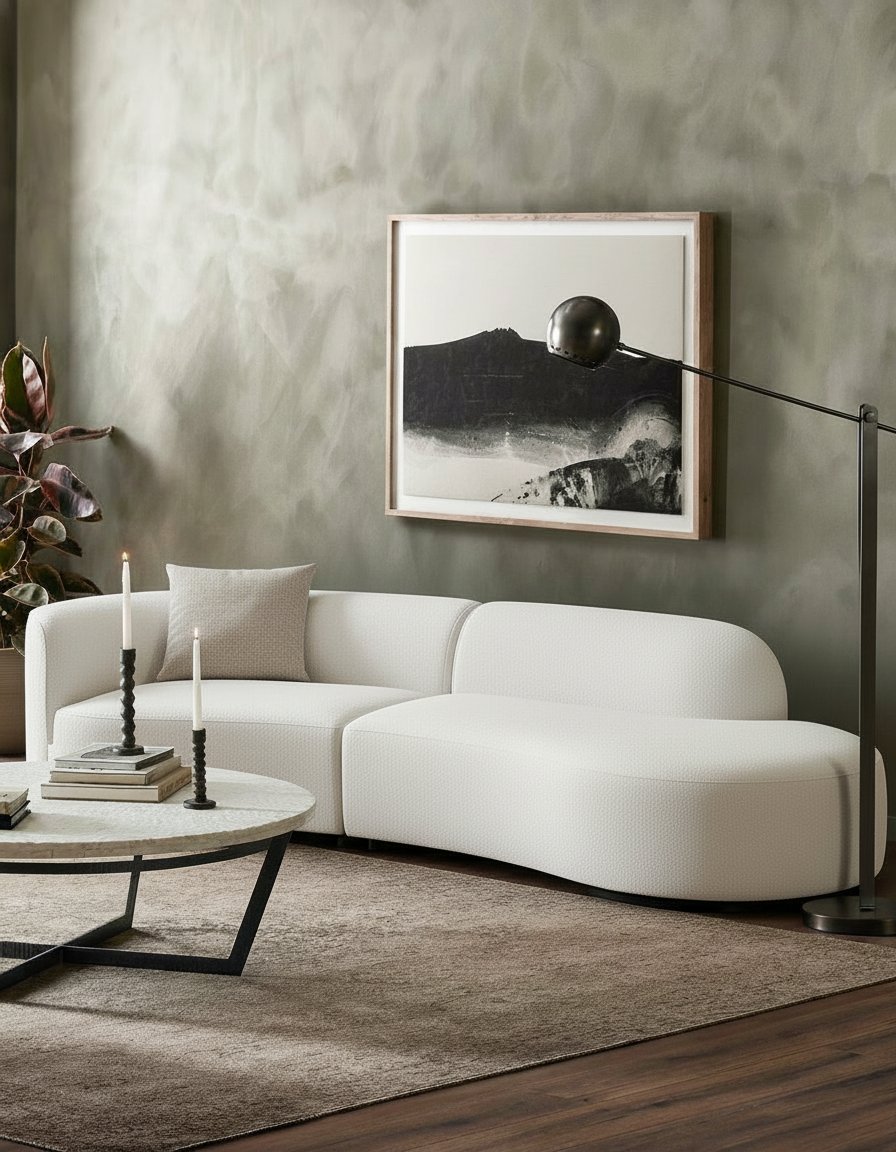 Modern Simple Classic Natural Comfortable Crescent Living Room